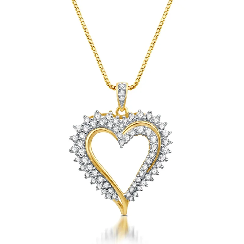 1 CTW Diamond Heart 18-inch Pendant in 10KT Yellow Gold