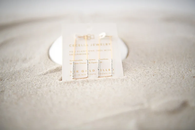 12k Gold Filled Silver Rectangle Earrings