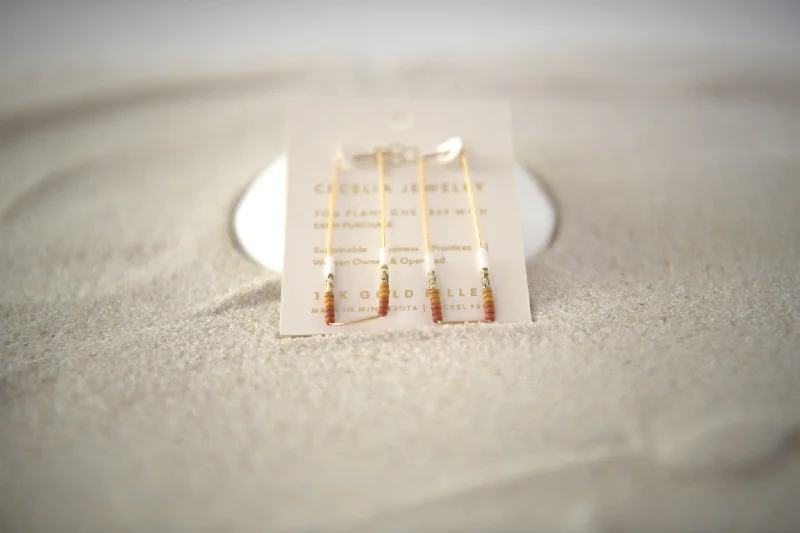 12k Gold Filled Terra Cotta Rectangle Earrings