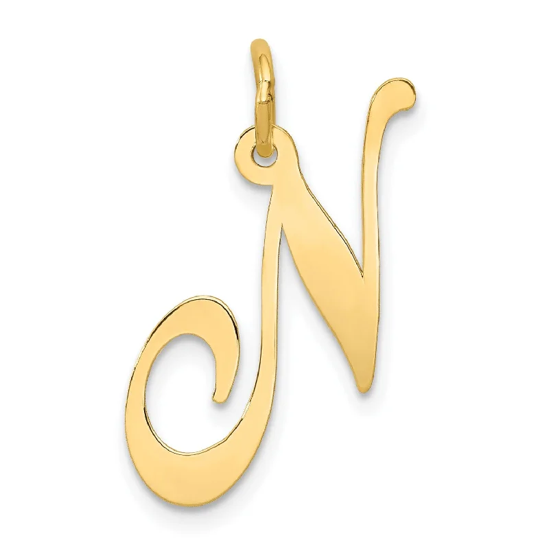 14k Large Fancy Script Initial N Charm