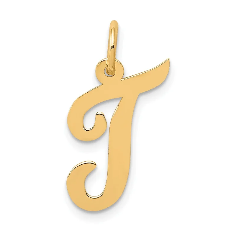 14k Medium Script Initial T Charm