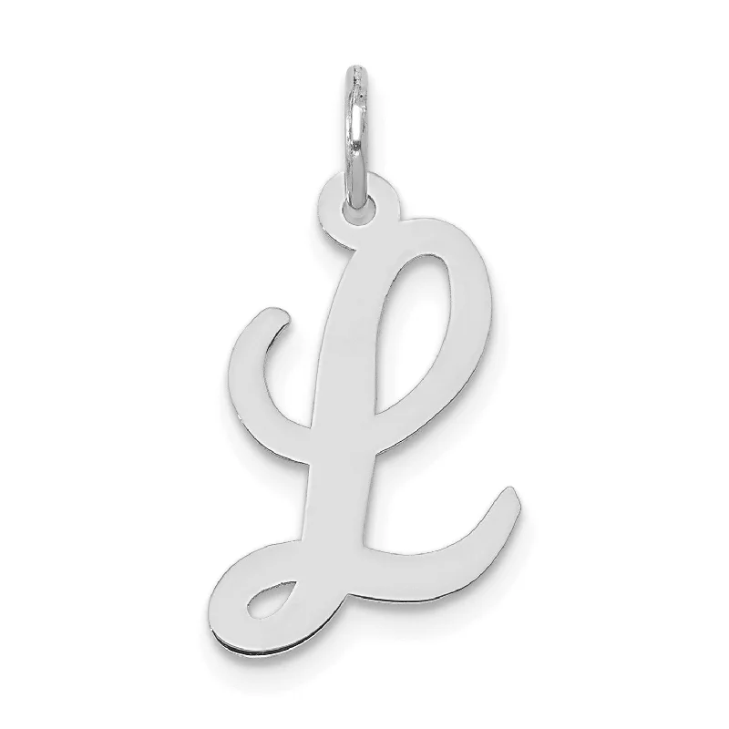 14k White Gold Medium Script Initial L Charm