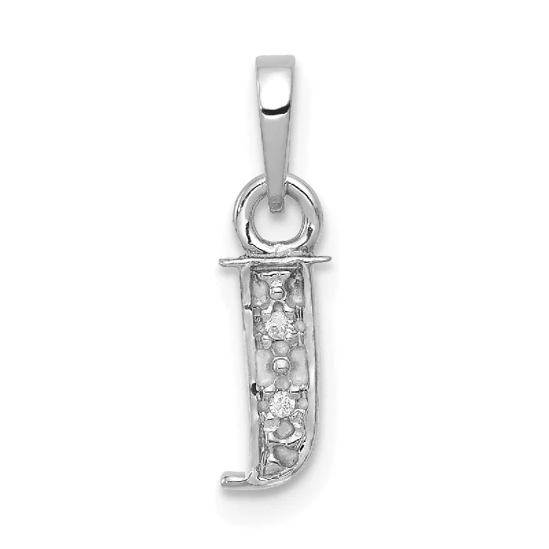 14KT White Gold 1/100 CTW 15X8MM Initial Pendant; Initial J. Chain not Included