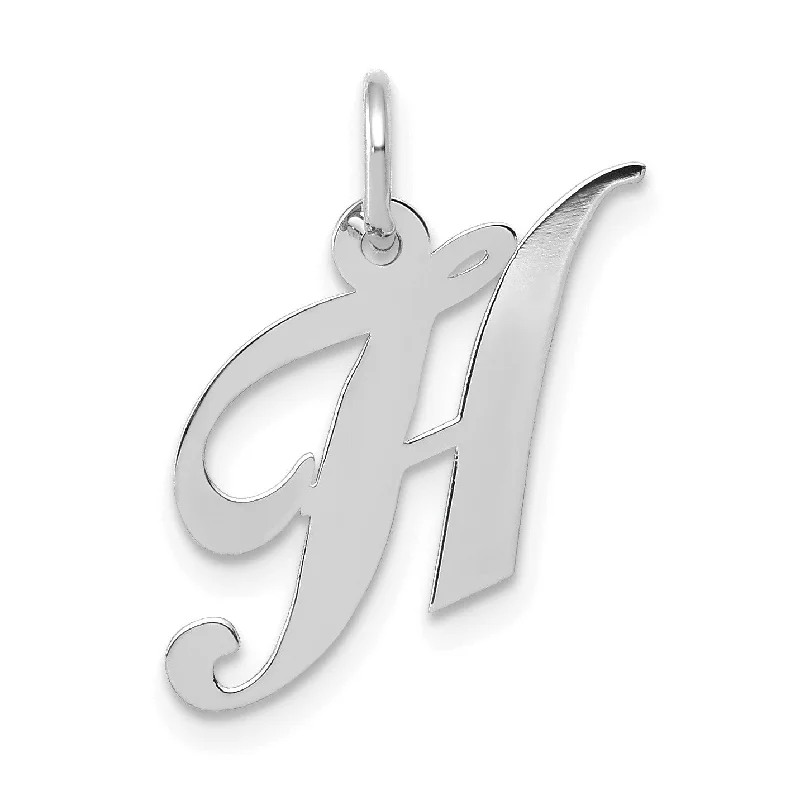 14KT White Gold Initial Pendant; Initial H. Chain not Included