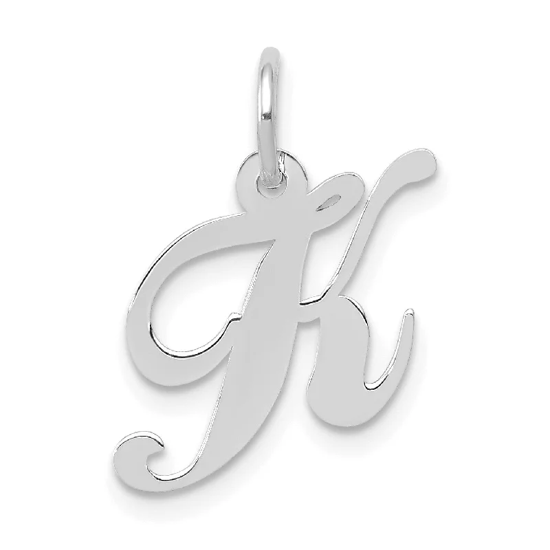 14KT White Gold Initial Pendant; Initial K. Chain not Included