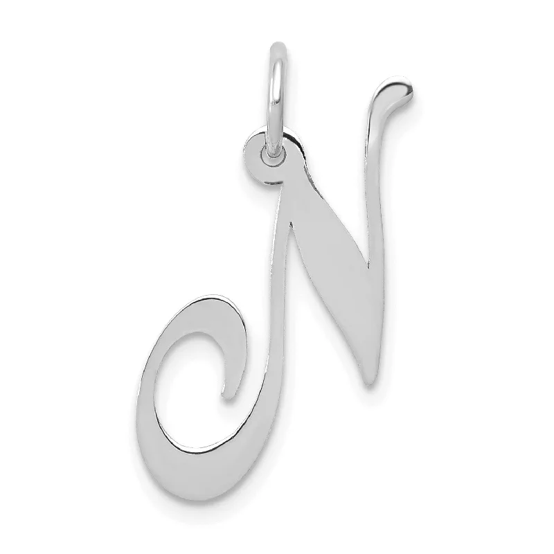 14KT White Gold Initial Pendant; Initial N. Chain not Included