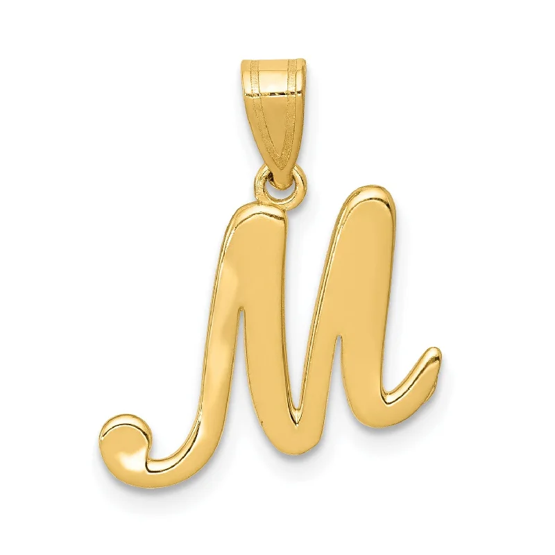 14KT Yellow Gold 18X12MM Initial Pendant; Initial M. Chain not Included