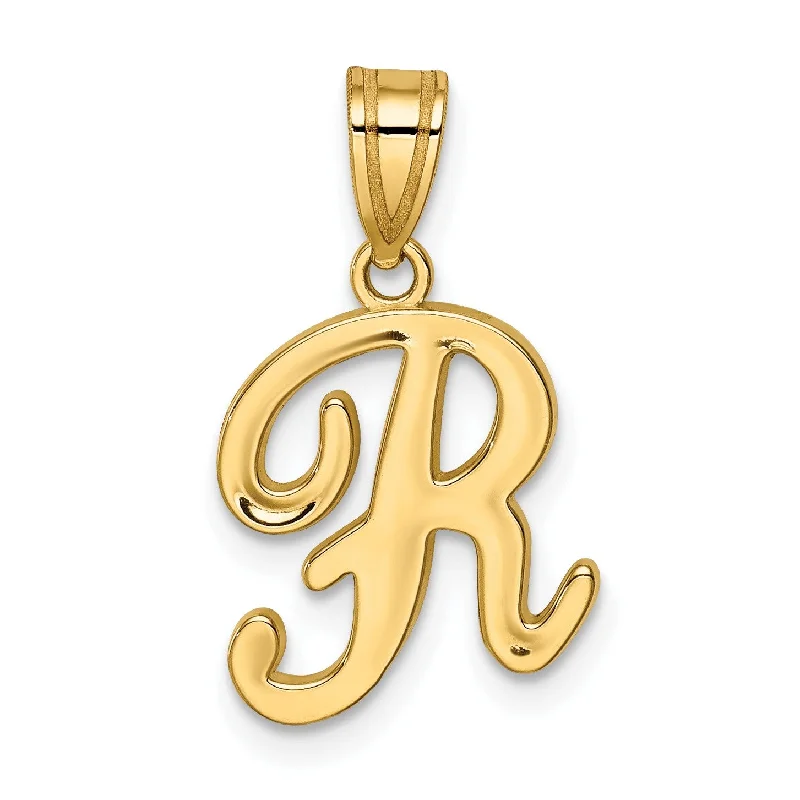 14KT Yellow Gold 18X12MM Initial Pendant; Initial R. Chain not Included