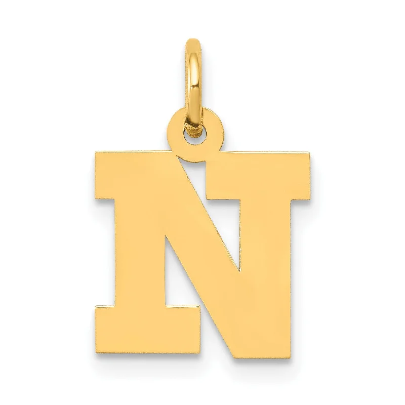 14KT Yellow Gold Initial Pendant; Initial N. Chain not Included