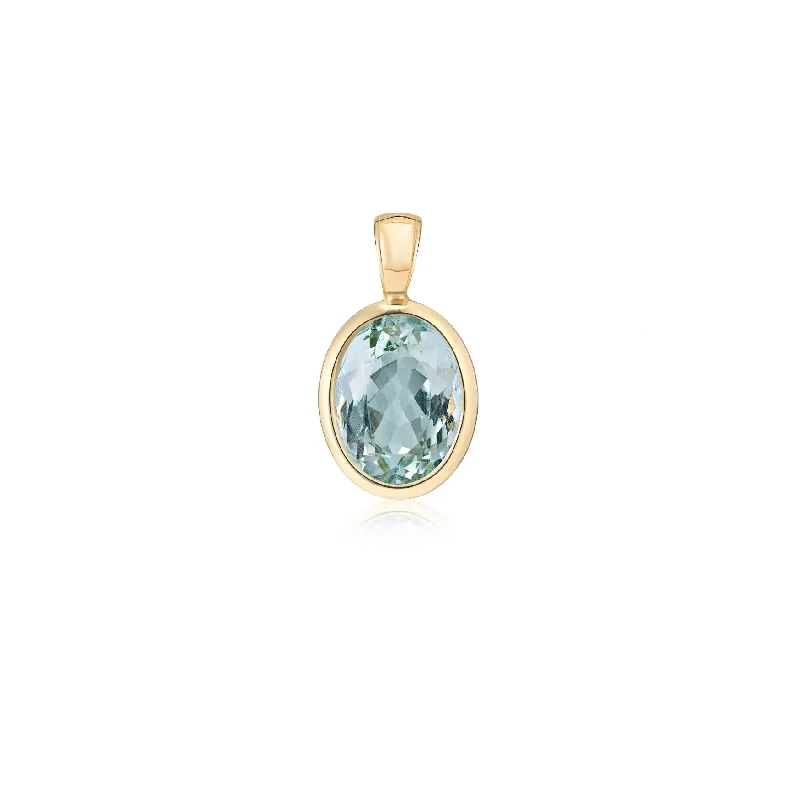 Aquamarine Oval Gold Pendant