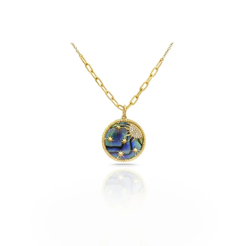 Celestial Night Sky Abalone Pendant Necklace