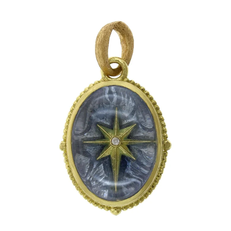 18K Yellow Gold North Star Crystal Charm