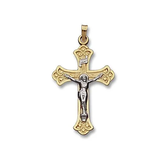 14K Yellow Gold Cross with Crucifix Pendant