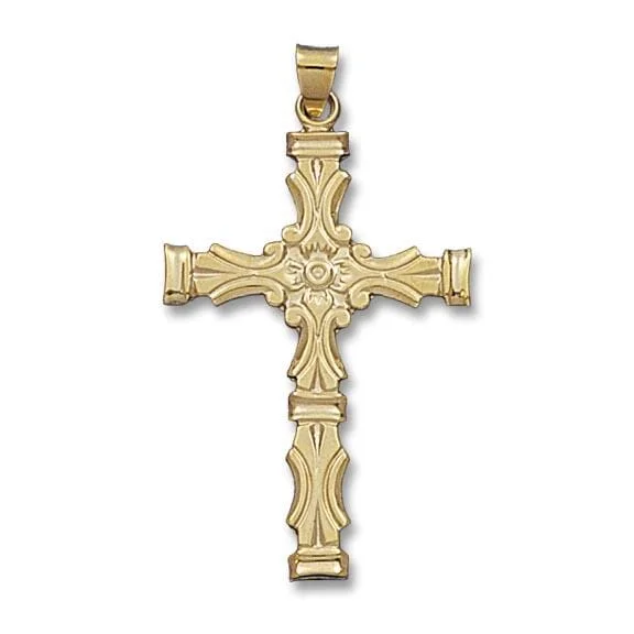 14K Yellow Gold Ornate Cross Pendant