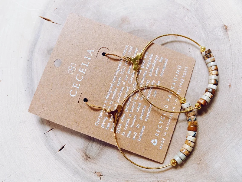 Picture Jasper Heishi Gemstone Hoops