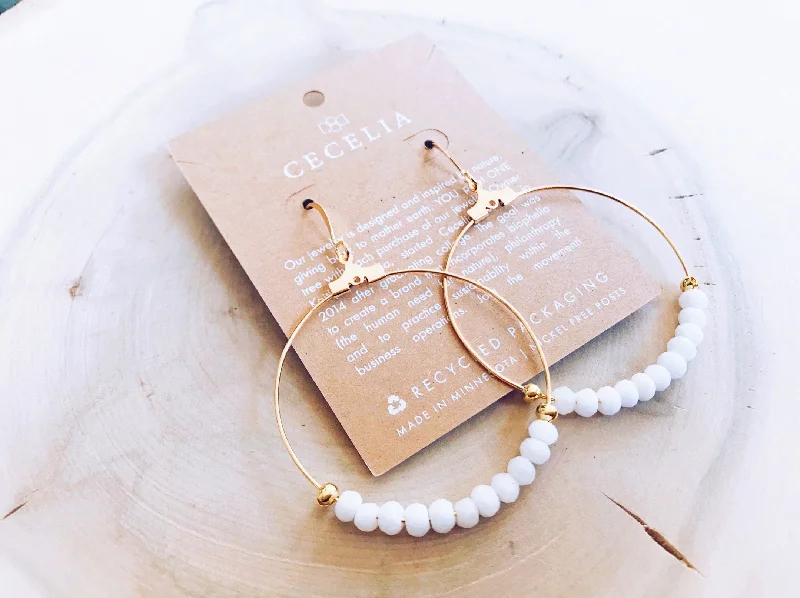 White Jade Gemstone Hoops