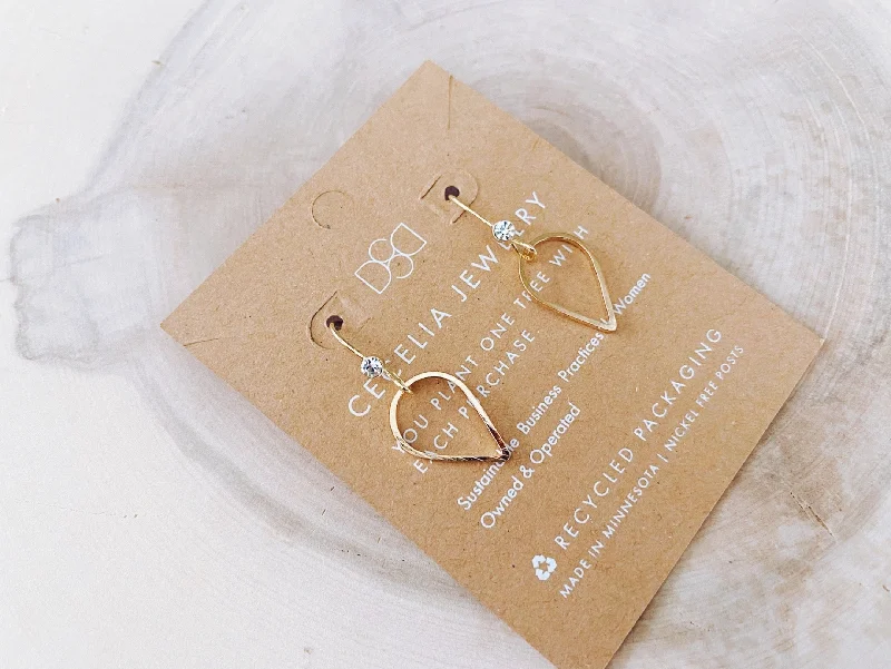 Diamond Hoop Earrings in Gold Plated Finish