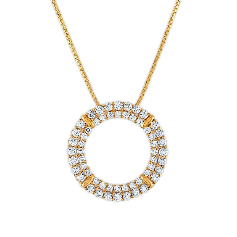 EcoLove 1 CTW Lab Grown Diamond Fashion Circle 18-inch Pendant in 10KT Yellow Gold