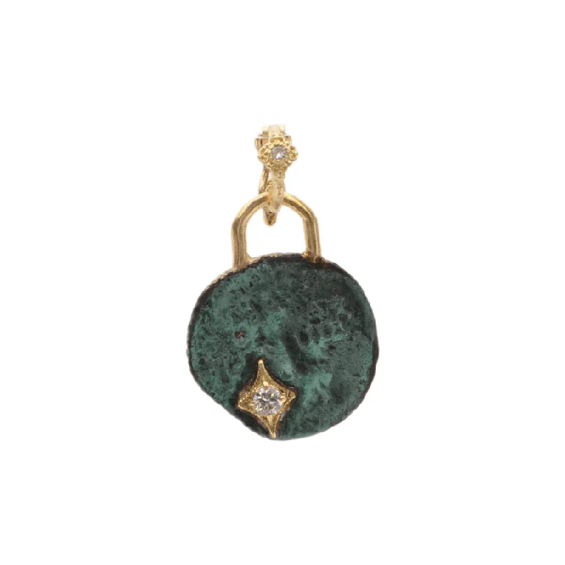 Armenta 18K Yellow Gold Artifact with Teal Patina Charm