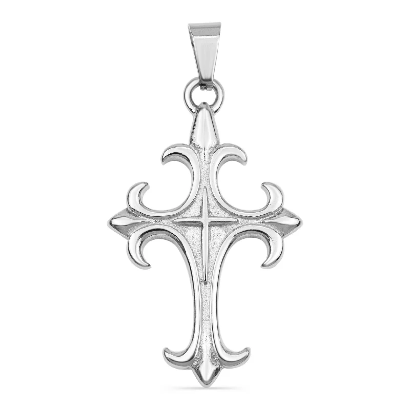 Fleur de Lis Cross Stainless Steel Pendant / PDJ2111