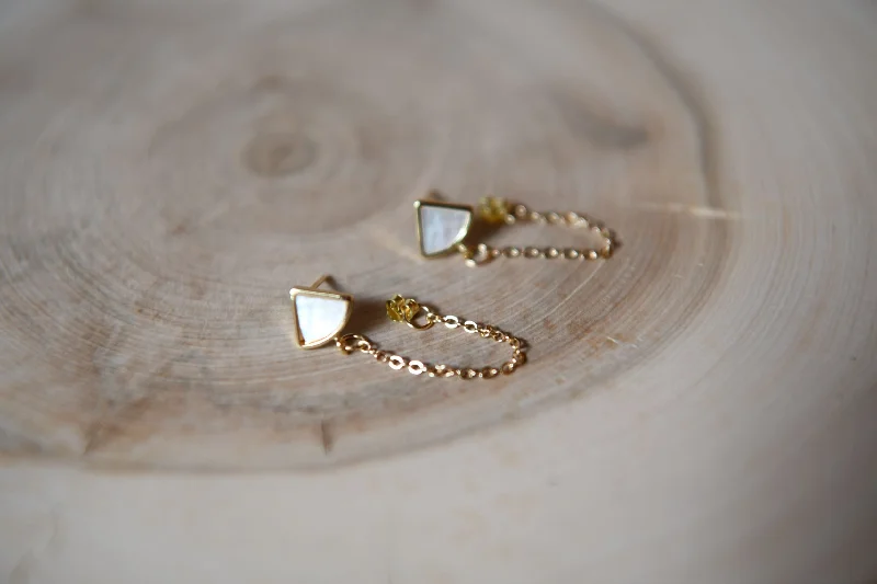 Double Sided Earrings in Gold Filled Shell