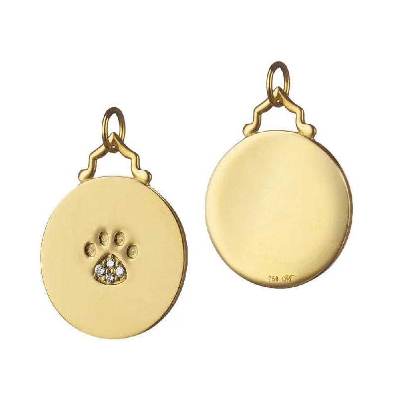 18K Yellow Gold Paw Print Charm