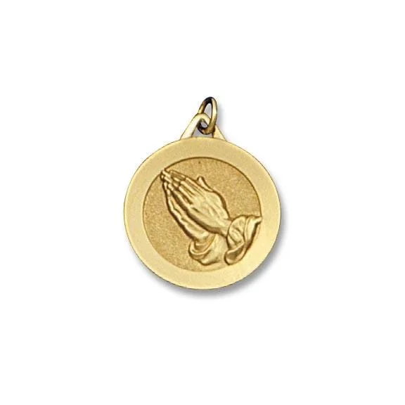 14K Yellow Gold Hands in Prayer Pendant