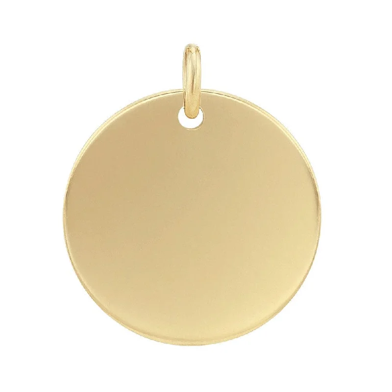 14K Yellow Gold Round Engravable Disc Charm