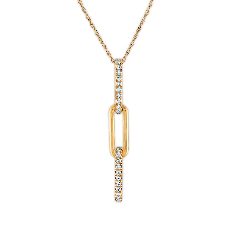 LoveSong 1/5 CTW Diamond Fashion Drop & Dangle Paper Clip 18-inch Pendant in 10KT Yellow Gold