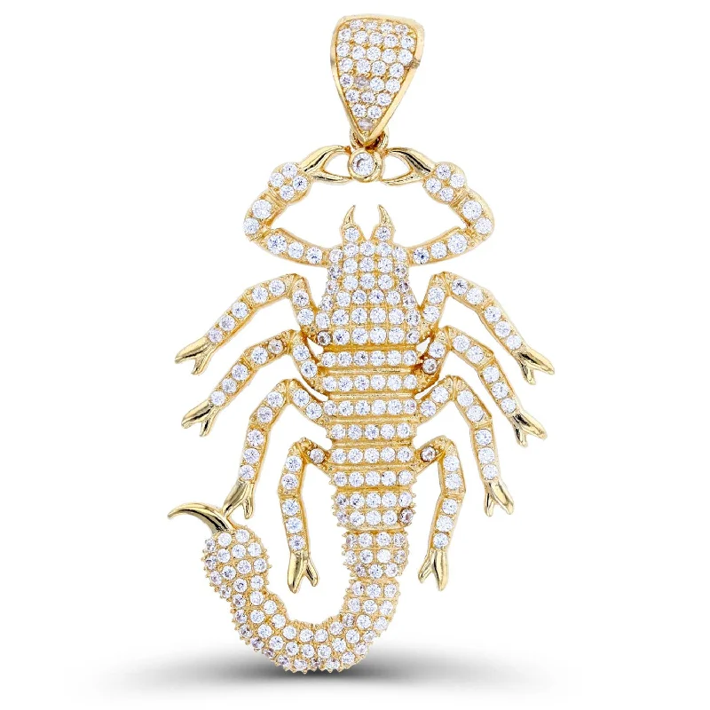 Luxe Layers 10KT Yellow Gold Cubic Zirconia 52X30MM Scorpion Pendant. Chain Not Included