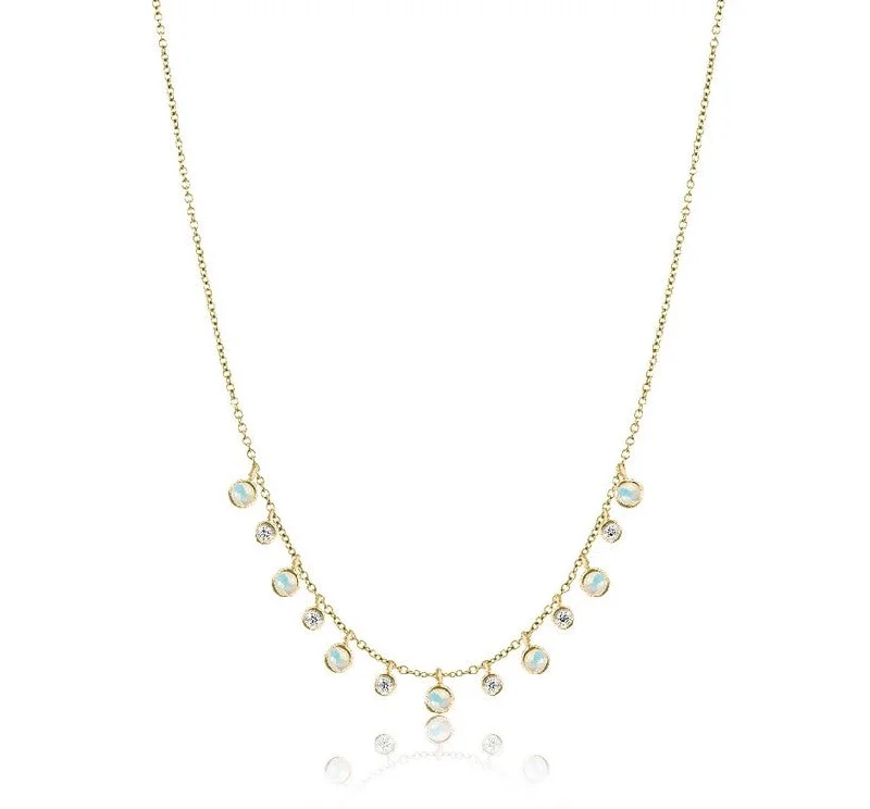 Meira T Yellow Gold Opal and Diamond Fashion Necklace