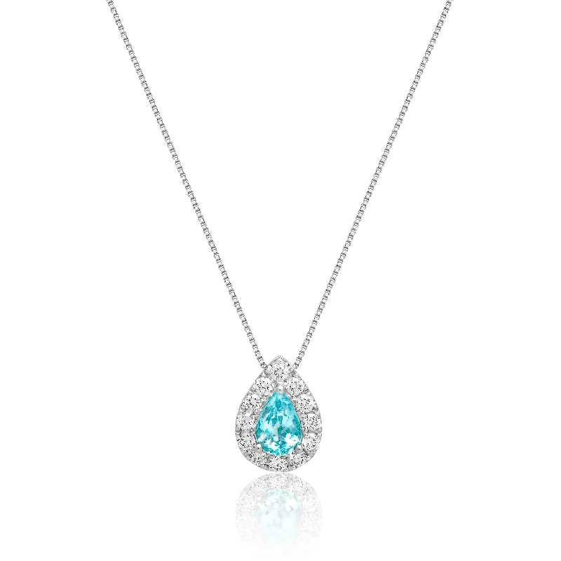 Paraiba Tourmaline Pear Pendant Necklace