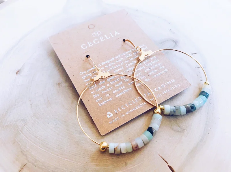 Amazonite Gemstone Hoops