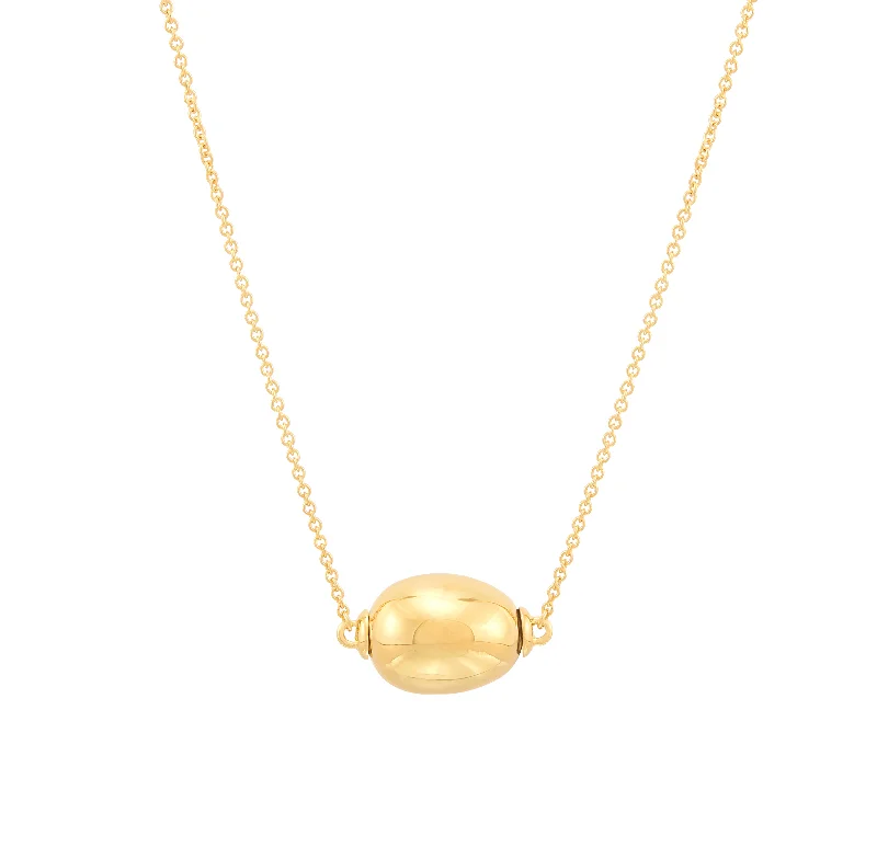 Sabel Collection Polished Yellow Gold Oval Bead Pendant