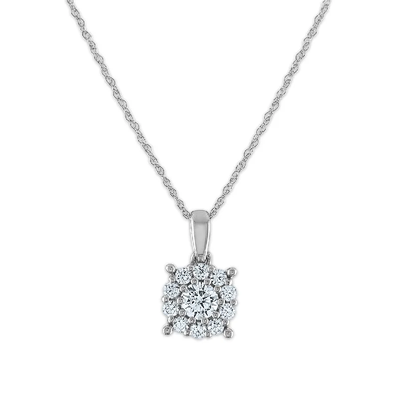 Red Hot Deal 1/2 CTW Round Lab Grown Diamond Cluster 18-inch Pendant in 10KT White Gold