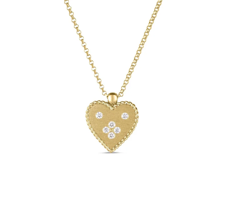 Roberto Coin Venetian Princess Small Heart Diamond Medallion Necklace