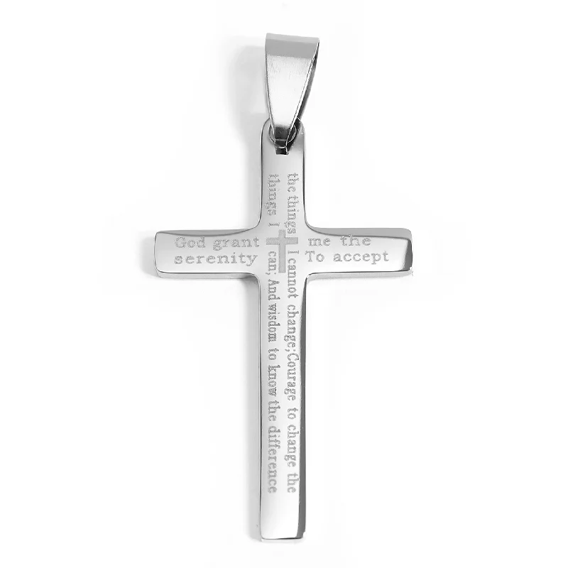 Serenity Prayer Cross Stainless Steel Pendant / PDJ0014