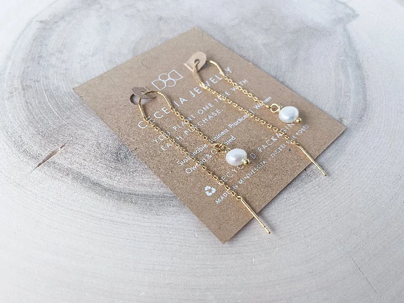 Single Pearl Threader Earring