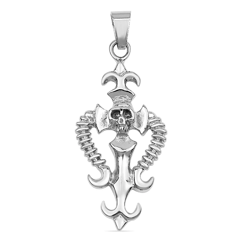 Skull In Detailed Heart Stainless Steel Pendant / PDJ2838