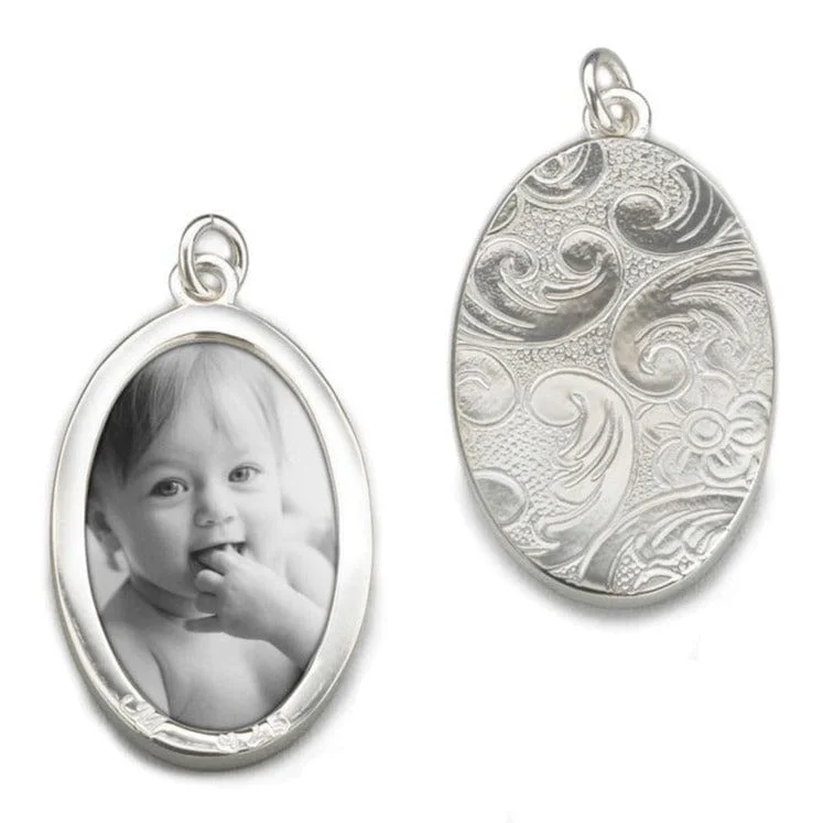 Sterling Silver Oval Swirl Locket Charm