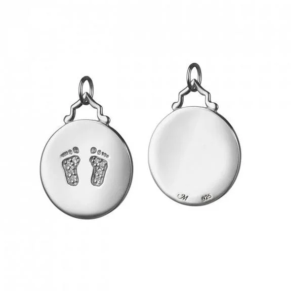 Sterling Silver White Sapphire Baby Feet Charm