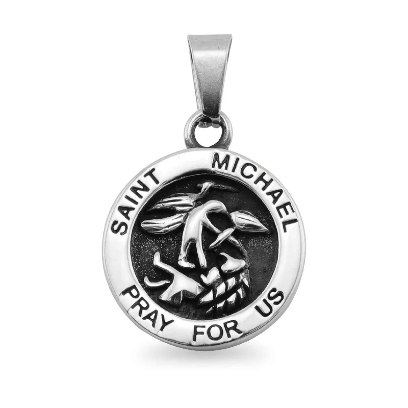 Stainless Steel "Saint Michael Pray for Us" Pendant / PDC9007