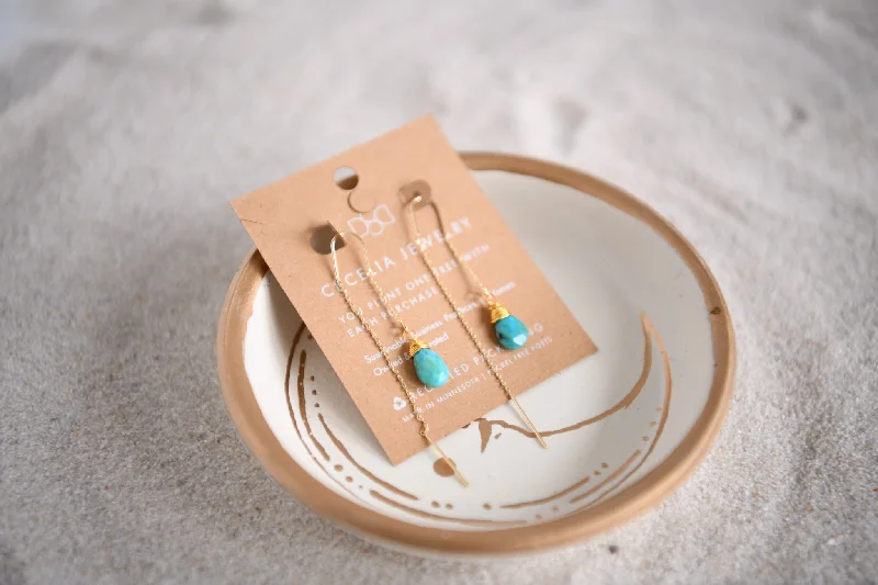 Roamer Gemstone Threader Earrings in Turquoise