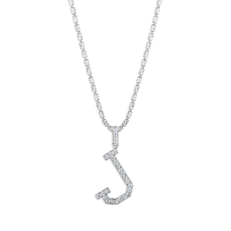 Sabel Collection White Gold Diamond J Initial Pendant