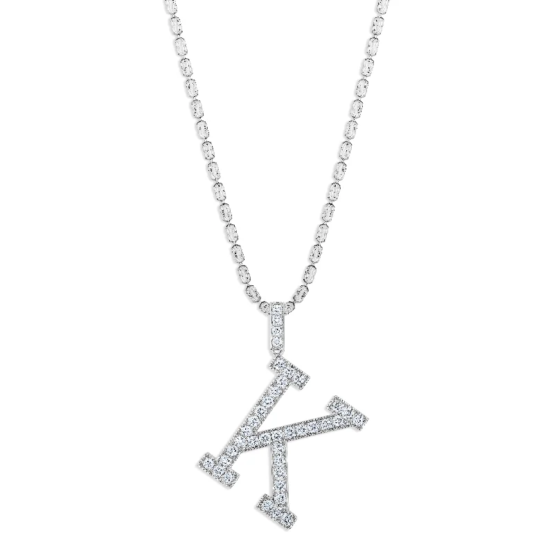 Sabel Collection White Gold Diamond K Initial Pendant