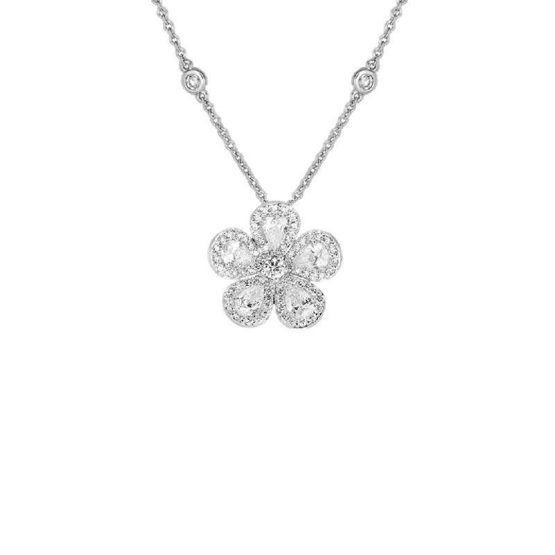 Sabel Collection White Gold Diamond Medium Flower Pendant