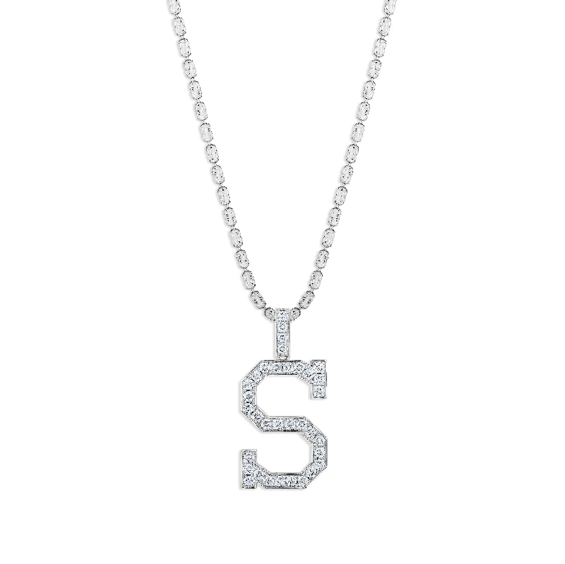 Sabel Collection White Gold Diamond S Initial Pendant