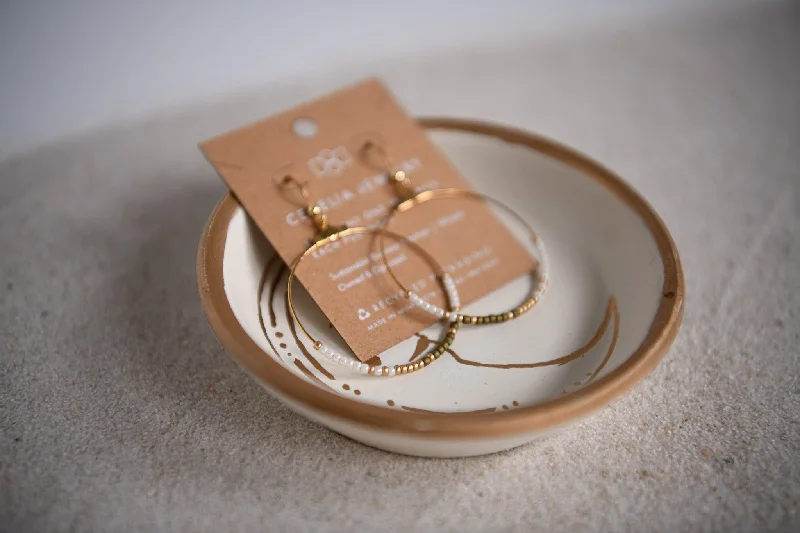 Crescent Moon White Multi Hoop Earrings