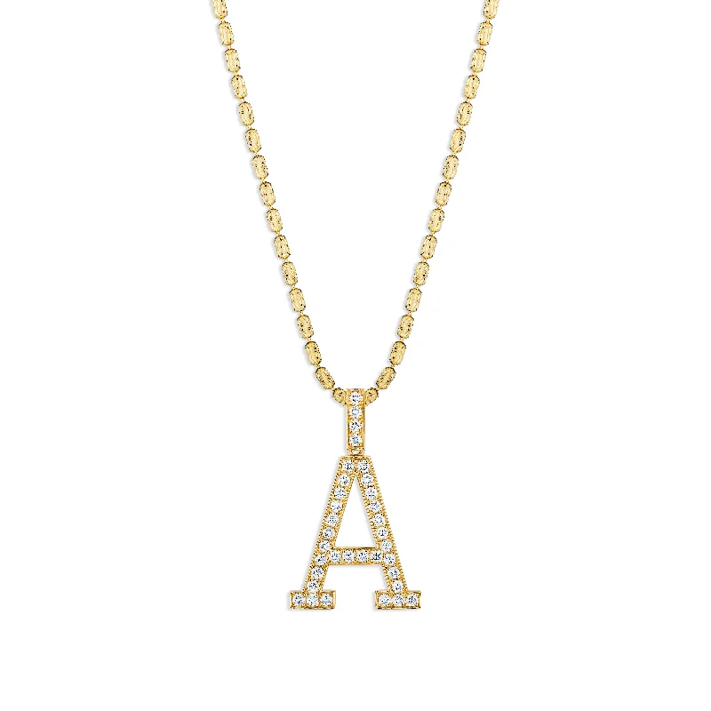 Sabel Collection Yellow Gold Diamond A Initial Pendant