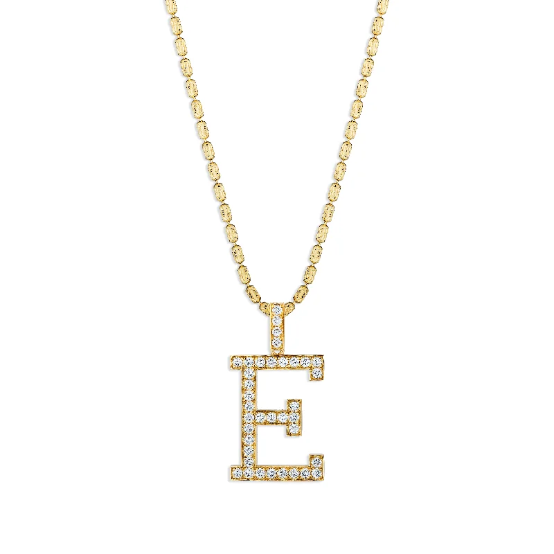 Sabel Collection Yellow Gold Diamond E Initial Pendant